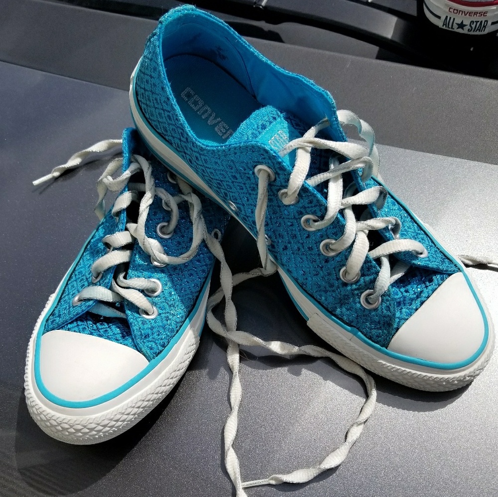 Teal Shimmery Converse size 9